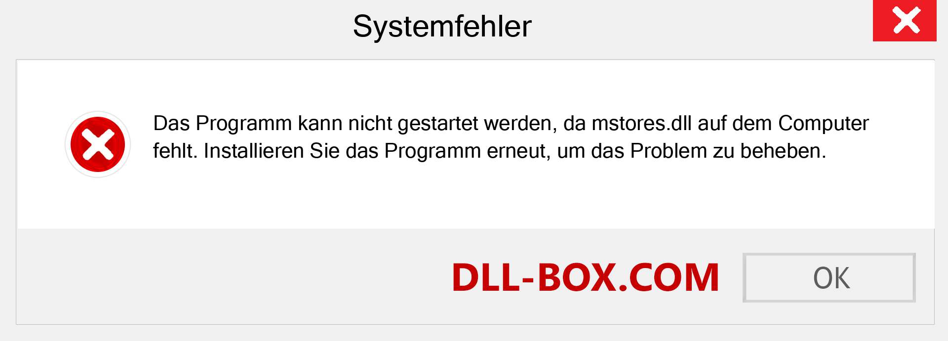 mstores.dll-Datei fehlt?. Download für Windows 7, 8, 10 - Fix mstores dll Missing Error unter Windows, Fotos, Bildern